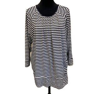 Coldwater Creek 3/4 Sleeve  Black and White Knit Top Size XL16 Streetwear Casual